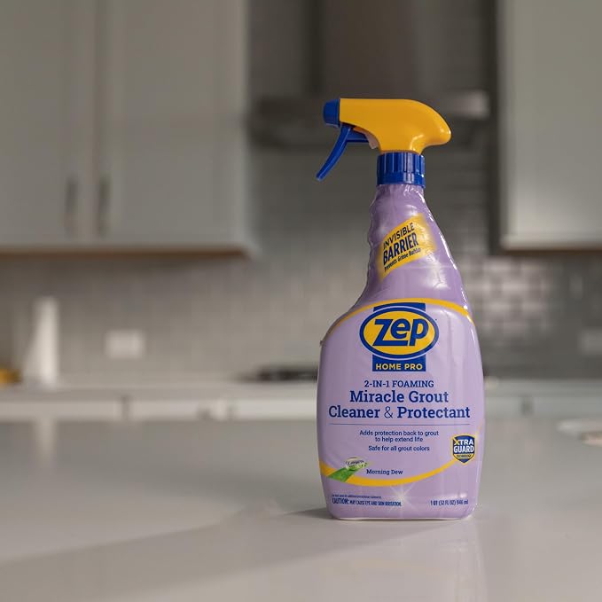 Zep Home Pro Foaming Miracle Grout Cleaner & Protectant - 32 Fl. OZ - (Pack of 1) 2-in-1 for Sparkling Clean Grout Lines