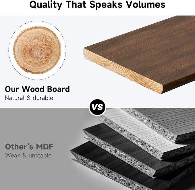 Dual Monitor Stand, 35.4 Inch Monitor Stand Riser for 2 Monitors, 2 Tiers Wood Desk Shelf with Storage, Desktop Organizer Stand for Computer, Laptop, Printer, TV