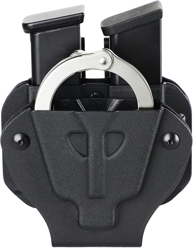 Kydex Handcuff Magazine Combo Holster, Fits 9mm .40 .45 Mags, Belt MOLLE | Compatible with S&W Model 100/ASP/Peerless chained handcuffs; 2-in-1 design saves belt space with secure gear organization