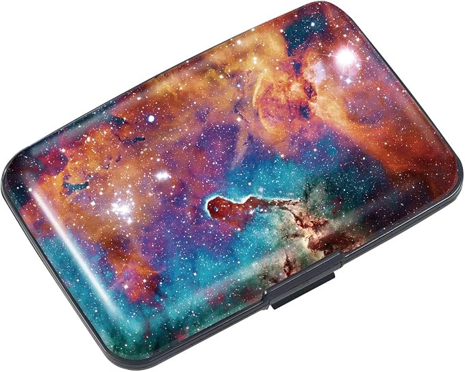 Coco Rossi Credit Card Holder RFID Aluminum Small Mini Wallet Women | Metal Wallet, Business Cards Holder, ID Case, Slim Sleeves, Womens Girls Gift, Carry Proof Wallets for Travel, Space