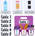 20pcs Teacher Toolbox Labels Classroom Caddy Labels Decoration Self-Adhesive Caddy Toolbox Sticker Crayon Pencil Dry Erase Organizer Pen Holder Tag for Preschool Back to School Table Decor(Black)