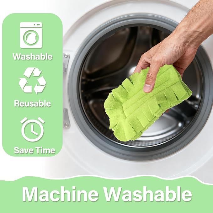 WRINGKIT 15 Pieces Reusable Duster Refill, 360° Heavy Duty Fleece Duster Pads Refills, Washable Hand Dusters Pads for Cleaning Ceiling, Fan Hardwoods Window Kitchen Floor