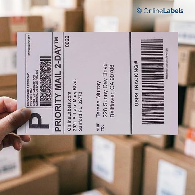8.5 x 5.5 Half-Sheet Shipping Labels - Permanent, White Matte - for FBA, FedEx, UPS - Pack of 20 Labels, 10 Sheets - Inkjet/Laser Printers - Online Labels