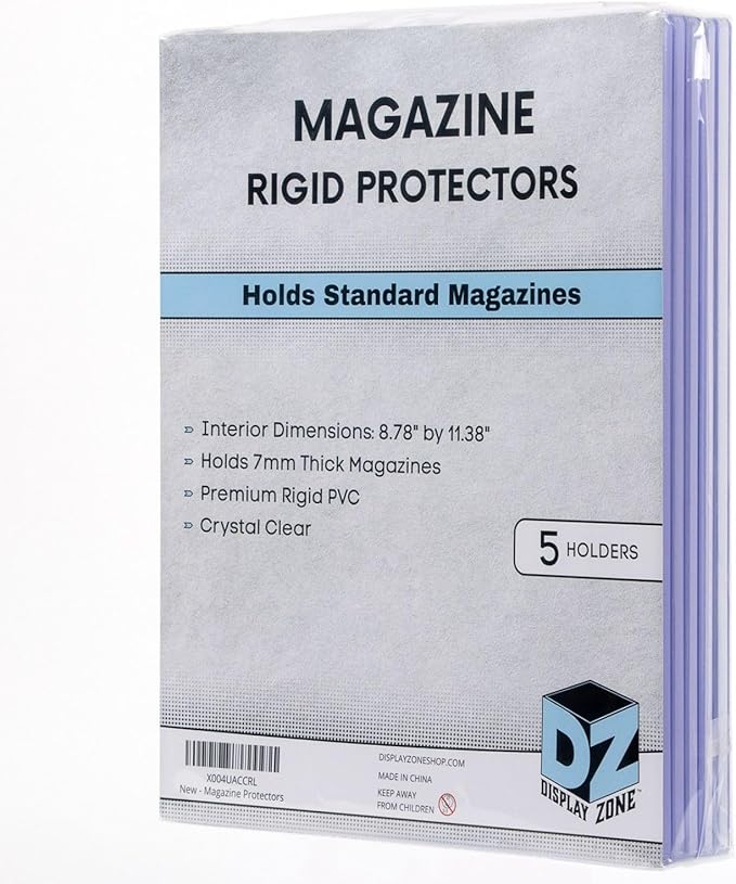 (5 Toploaders) Display Zone Magazine Protector for Collectors Sleeve Covers | Clear Rigid Hard Top Loader Holders - Plastic Display Case 7mm Thick Opening