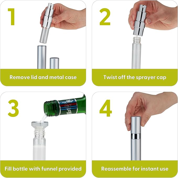 True Martini Atomizer Bar Mister – Spray Bottle for Gin & Vodka Martinis, Refillable Vermouth Spritzer for Bitters and Absinthe, Travel Perfume & Essential Oils Sprayer, Glass Canister with Funnel