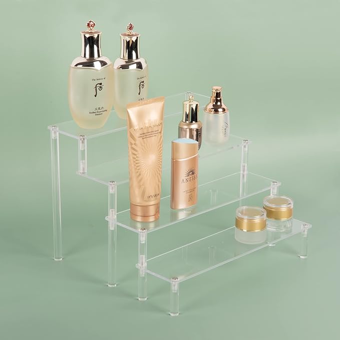 Acrylic Stands for Display,4 Tier Clear Cupcakes Perfumes Figurines Display Stand Risers Shelf for Decoration and Organizer