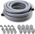 DWALE Liquid-Tight Conduit and Connector Kit,Flexible Non Metallic Liquid Tight Electrical Conduit,1/2inch 50ft Electrical Conduit Kit,with 8 Straight and 8 Angle Fittings Included,1/2 in. Dia