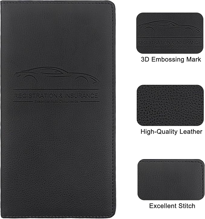 LumiMokki Premium Car Registration & Insurance Card Holder, Black | Vehicle Glove Box Organizer, Magnetic Closure Car Document Holder, For Insurance, Cards, License, Women & Men