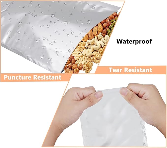 Heat Sealable Mylar Food Storage Bag,ULIFESTAR 5.5Mil Thicker Food Storage Pouches Oxygen Absorbers Vacuum Seal Airtight Packaging for Coffee Beans, Tea, Grains, etc(26 * 40cm/10.24 * 15.75'')
