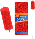ZZ LAZYCOTTAGE Microfiber Duster with Extension Pole,Washable Bendable Head Ceiling Fan Duster,15-100 inch (Red)