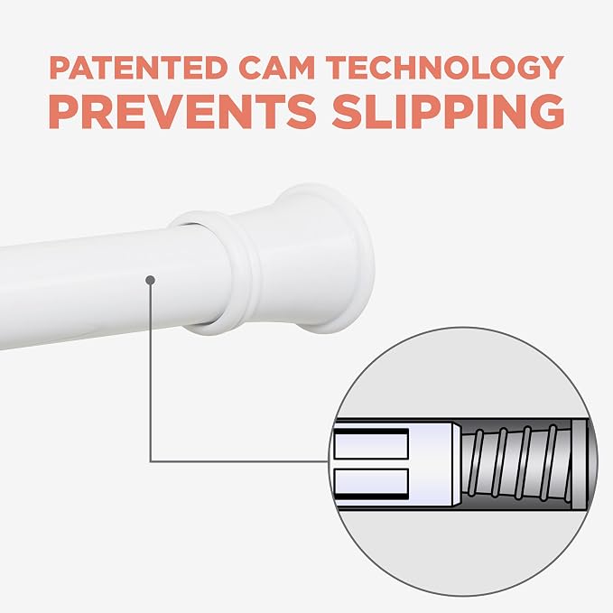 Zenna Home Tension Shower Curtain Rod, No Drill Adjustable Tension Curtain Rod for Bathroom, Rust Resistant, Easy Install Expandable Shower Curtain Rods, 26 to 76 Inches, White