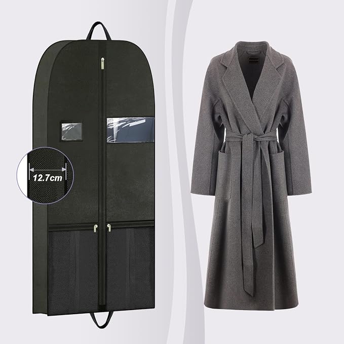 54" Garment Bag for Closet Storage, Dress Cover for Hanging Clothes | Breathable garment cover with zipper, pockets and handles to organize dresses, suits, shirts, coats and formal wear.