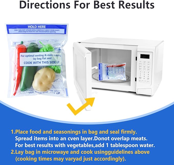 12 Pcs Microwave Steamer Bags 7.9 X 8.6 Inch Zipper Steam Cooking Bags Reusable Microwave Cooking Bag for Vegetables Potatoes and Meat (12)