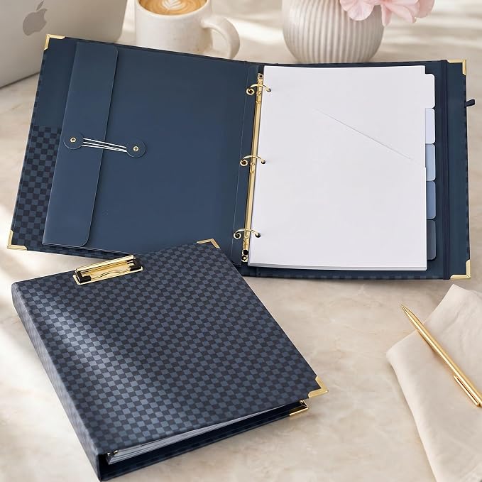 Aesthetic Clipboard Binder with Dividers - Document Organizer and Clipboard Folder for Work - Sturdy 3 Ring Binder & Planner Folio for Streamlined School Projects, Notes and Daily Office Productivity