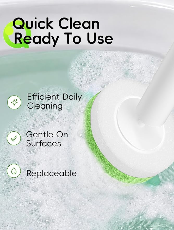 Wall Mounted Disposable Toilet Brush System with Holder, Toilet Bowl Cleaning Wand with Green Refills and One-Button Release, 1 Wand and Holder with 48 Green Refills