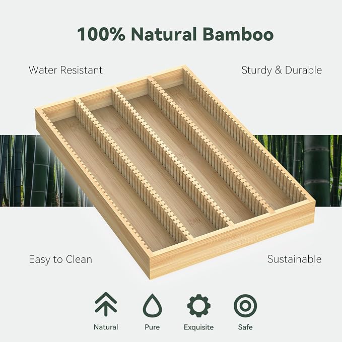 for Nespresso Vertuo Capsules Bamboo Coffee Pod Drawer Organizer | 15"Dx10"Wx1.5"H 40 Big or 52 Small Pods Holder for Counter