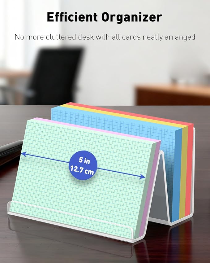 Uniclife 2 Pack 3x5 Clear Acrylic Index Card Holder, 200 Card Capacity | 5" x 3.2" x 3.2" Index Card Display Stand, Index Card Organizer, Postcard Holder, Horizontal Business Card Holder for Desk