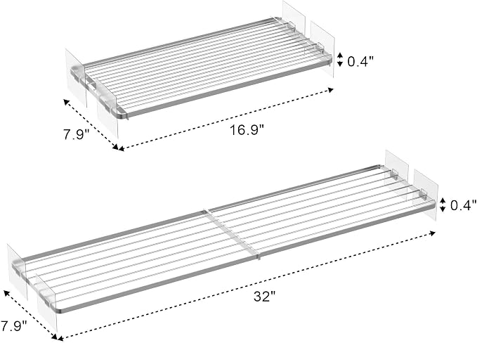Closet Organizer Tension Shelves Expandable Cabinet Wire Storage Shelving Rack Divider Metal DIY Shelf Separator for Cabinet Wardrobe Cupboard Pantry Kitchen Bedroom, 3packs
