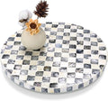 Reallnaive Mother of Pearl Lazy Susan for Table Turntable Organizer Marble Patterned Lazy Susan Wood Spinning Tray Rotating for Kitchen Cabinet Spice Pantry 12 Inch(Round,Black White Checkerboard)