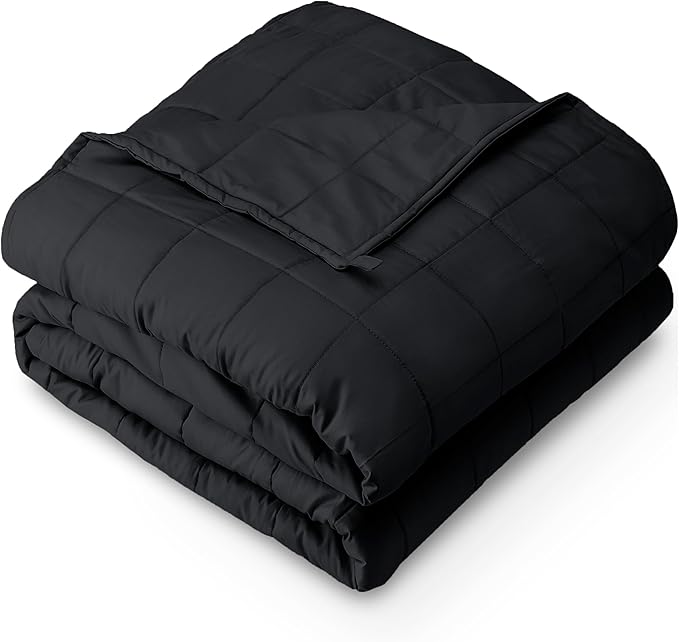 Bare Home Weighted Blanket Full or Queen Size 15lb (48" x 72") for Adults - All-Natural 100% Cotton - Premium Heavy Blanket Nontoxic Glass Beads (Black, 48"x72")