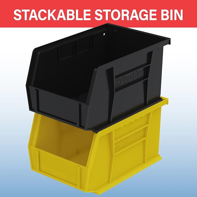 Akro-Mils 30237 AkroBins Plastic Storage Bins, Space-Saving Stackable Bins for Garage, Pantry, Craft Organization, 9" x 6" x 5", Green, 12-Pack