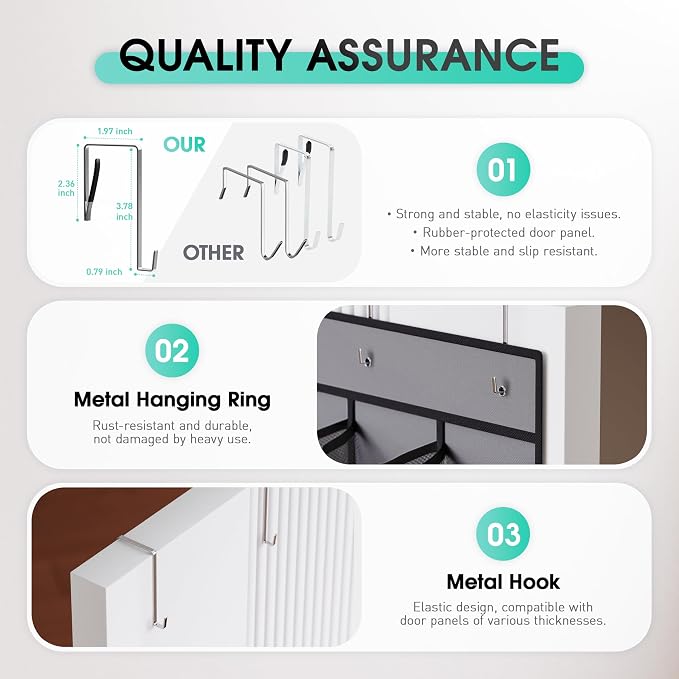 WVM Over the Door Shoe Organizer with 35 Breathable Mesh Pockets, Hanging Shoe Organizer for Door with 4 Metal Hooks, Large Capacity Closet Storage for Shoes, Accessories, Grey