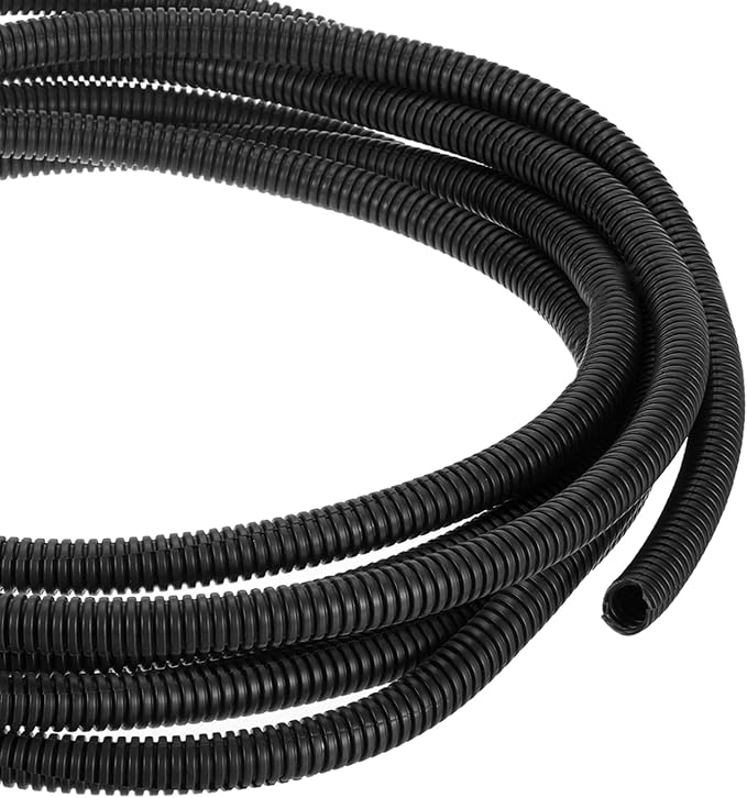 DMiotech 25ft Wire Loom Split Tubing 3/8 Inch, Cord Protectors from Pet Flexible Conduit Cable Management for Office Home Garden, Black