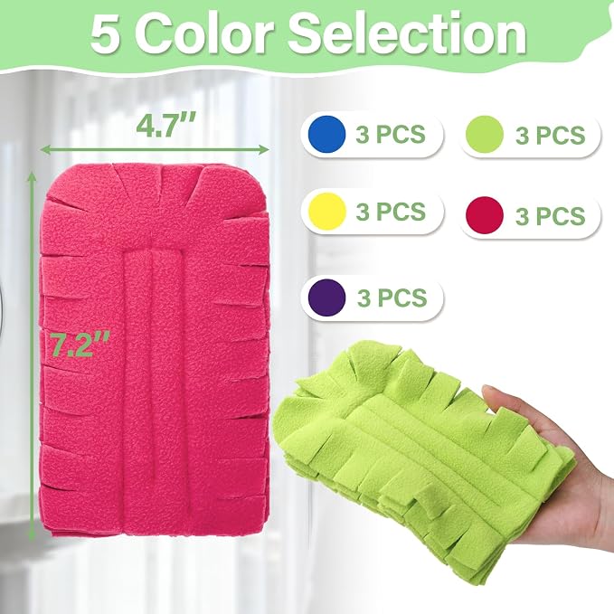 WRINGKIT 15 Pieces Reusable Duster Refill, 360° Heavy Duty Fleece Duster Pads Refills, Washable Hand Dusters Pads for Cleaning Ceiling, Fan Hardwoods Window Kitchen Floor
