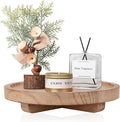 Round Decorative Tray Farmhouse Kitchen Decor Soap Dish, 8" Brown | Waterproof, Lightweight, Easy Clean, Wood Riser Pedestal Stand Accessories for Office Desk, Vanity, Counter, Sink