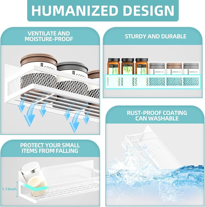 Magnetic Spice Rack for Refrigerator, 3 Pack Magnetic Shelf for Refrigerator, Movable Magnetic Basket is Used for Side Storage in Ovens, Microwaves, or Washing Machines
