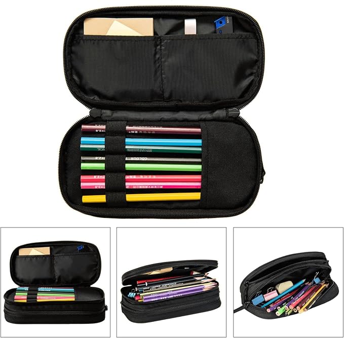 Perinsto Grey Leopard Print Pencil Case Big Capacity Multi Compartment Stationery Box Pencil Pouch Holder Desk Organizer For School Office Home