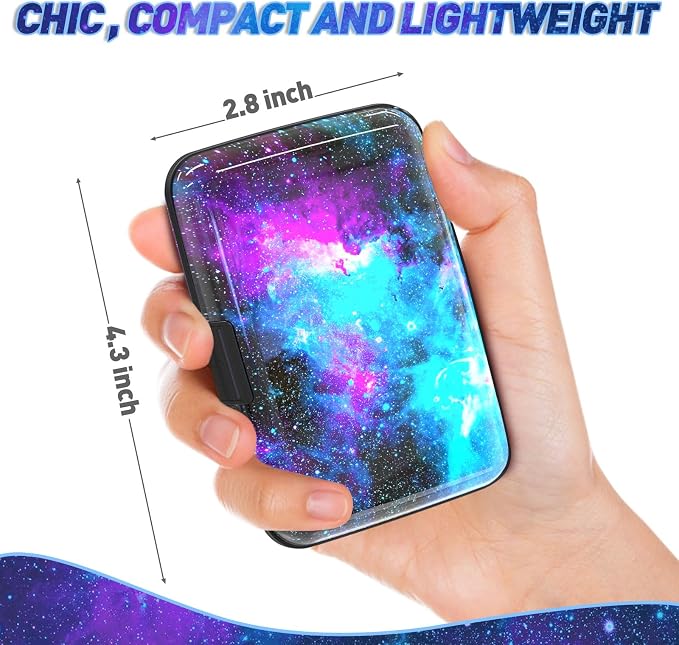 ToLuLu Credit Card Holder Slim Mini RFID Small Aluminum Card Wallet Galaxy | Blocking Metal Business Card Case, RFID Blocking Front Pocket Wallet Hard Case CC Holder for Men Women, Nebula