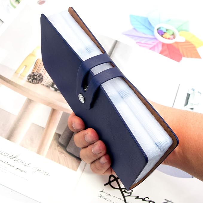 Padike RFID Credit Card Holder Business Card Organizer Business Card Holder, with 96 Card Slots Credit Card Protector for Managing Your Different Cards to Prevent Loss or Damage (Navy blue)