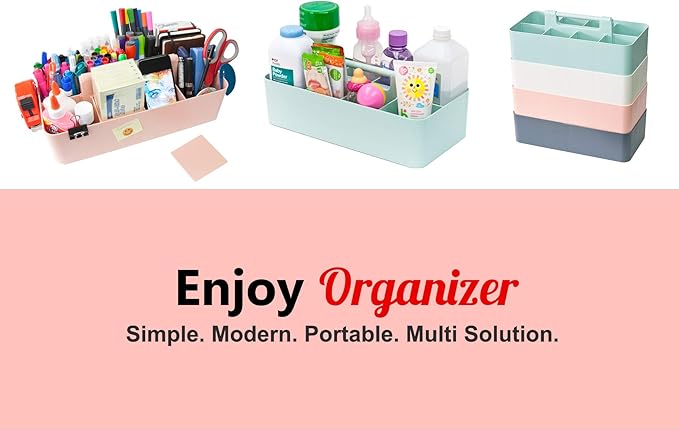 -Large Portable Caddy, DIY Dividers, 8 Compartments, School Office Supplies Home Business Organizer,Portable Basket with Handle Made in USA (4 PACK, Royal Purple)