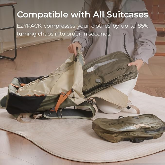 4 IN 1 Vacuum Travel Bags with Wireless Pump, Compression Packing Bags for Luggage & Carry-On, Waterproof Anti-Tear Nylon, Stores 50+ Clothes, TSA-Ready Travel Essentials
