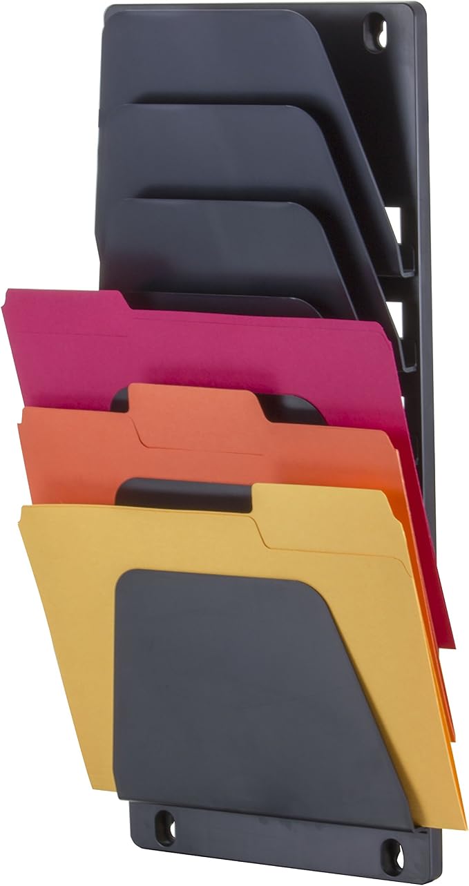 Officemate Wall File Holder, Letter/Legal, 7 Pockets, Black (21505)