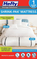 Hefty Shrink-Pak Mattress Bags for Moving – Full/Queen Size | Heavy Duty & Water Resistant Vacuum Compression Mattress Bag, Storage Protection Mattress Cover for Moving