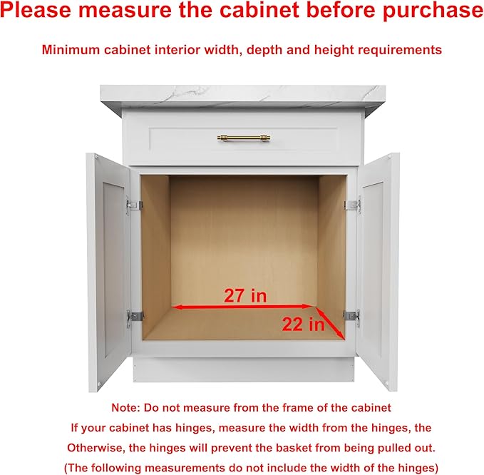 Sikarou Wood Pull Out Cabinet Organizer 2 Tie 26" W x 21" D, Heavy-Duty Sliding Drawers for Inside Cabinets Storage and Organization for Kitchen, Pantry, Bathroom