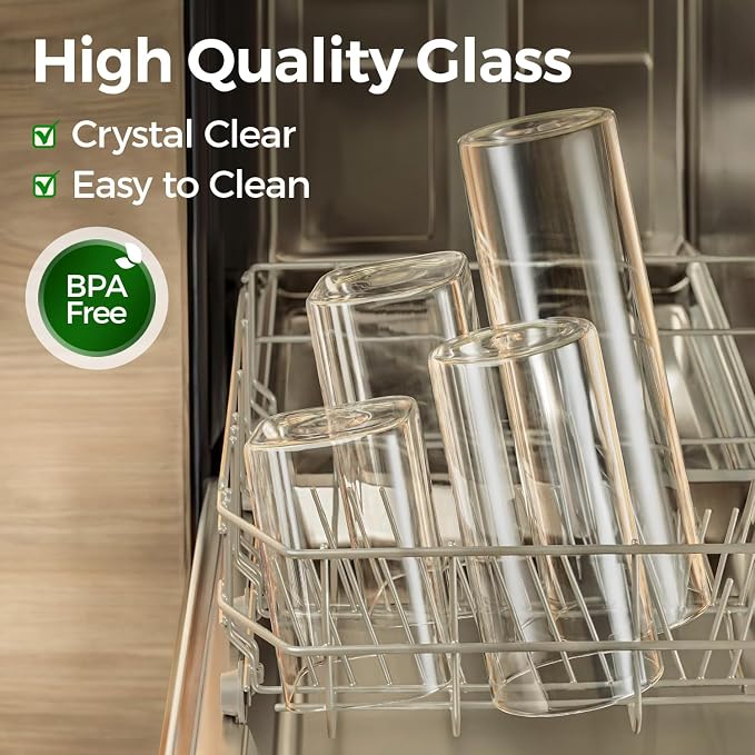 ComSaf Food Storage Containers with Airtight Lids Set of 6, Clear Glass Canister Food Jar with Sealing Lid Kitchen Pantry Storage Container for Spaghetti Pasta Sugar Flour Oat Cereal Beans, Square