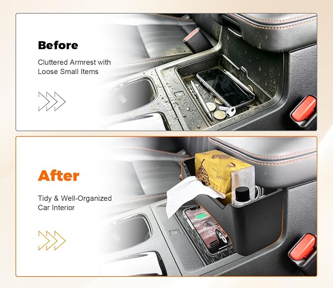 GZSH Center Console Front Hanging Organizer for Nissan Frontier 2022-2026 | with No-Slip Mat Center Console Organizer Made of ABS Plastic for Chapstick Glasses Keys Wallet Adds Extra Storage