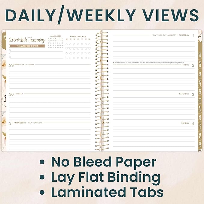 bloom daily planners 2026 Planner (January to December) - 8.5” x 11” Weekly & Monthly Dated Agenda Organizer Book with Stickers & Tabs - Flexible Soft Cover - Butterfly Garden