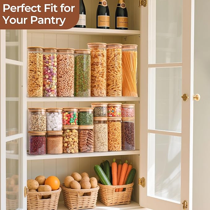 ComSaf Glass Storage Containers With Lids 0.8 Qt, 6 Pack Small Glass Jars | Small Glass Canisters, Spice Jar 25oz, Snack Station Organization, Coffee Bar Organization, Size For Subpackage, BPA Free