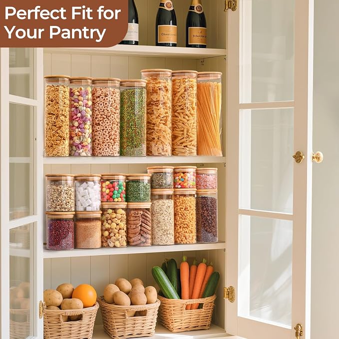 ComSaf Glass Storage Containers With Lids 0.6 Qt, 6 Pack Small Glass Jars | Small Glass Containers, Spice Jar 20oz, Snack Station Organization, Coffee Bar Organization, Size For Subpackage, BPA Free