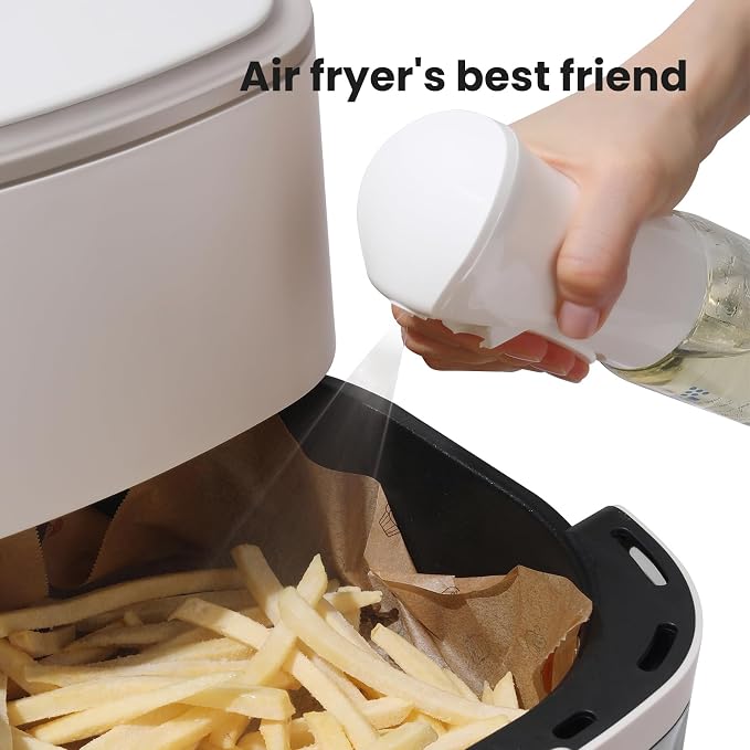 Mistifi Oil Sprayer for Cooking, 150ml Glass Olive Oil Sprayer, Fine Mist Spray Bottle for Air Fryer, Nonstick Frying, Salad, BBQ, Refillable Kitchen Oil Dispenser(150ml Black Head)