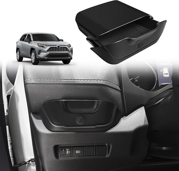 Muslogy Console Storage Drawer Compatible with Toyota RAV4 2019-2024 2025 Accessories Driver Side Drawer Box Console Organizer Insert Storage Cubby With Anti-Slip Mat(One-Touch Self-Locking Mechanism)