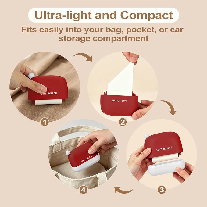 8 Roller Refills for Disposable Mini Lint Roller | Refillable, Portable