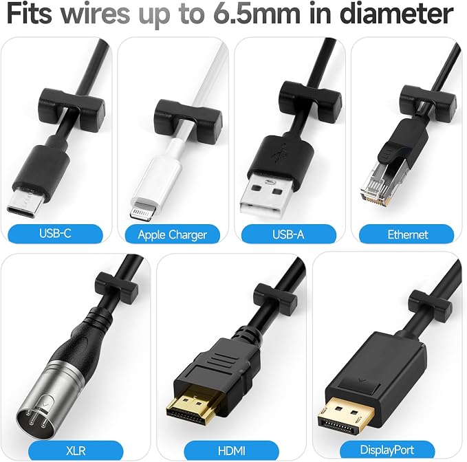 10 Pack Magnetic Cord Organizer Holder, Strong Magnet Cable Clips | Wire Management for Desk, Under Desk, Nightstand, Office, Car, Kitchen, Adjustable