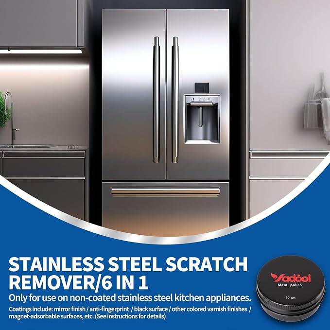 Stainless Steel Scratch Remover Kit, Ideal for Refrigerators, Fridge, Stoves, Sinks, Dishwasher Doors & Appliances Scratch Repair & Polish, Use for Non-Coated Stainless Steel Metal Repair Kits