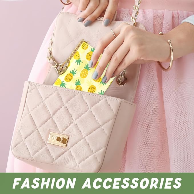 Aiawoxc Credit Card Holder, Small RFID Wallet Slim Leather Card Organizer Case with Zipper and Keychain, Pineapples