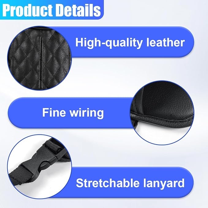 YoRise Leather Car Seat Back Organizer, Multifunctional Hanging Automotive Storage Bag with 2 Hooks, Car Seat Travel Bag for Tissue, Phone, Handbag, Bottle, Umbrella, Snack (Black)